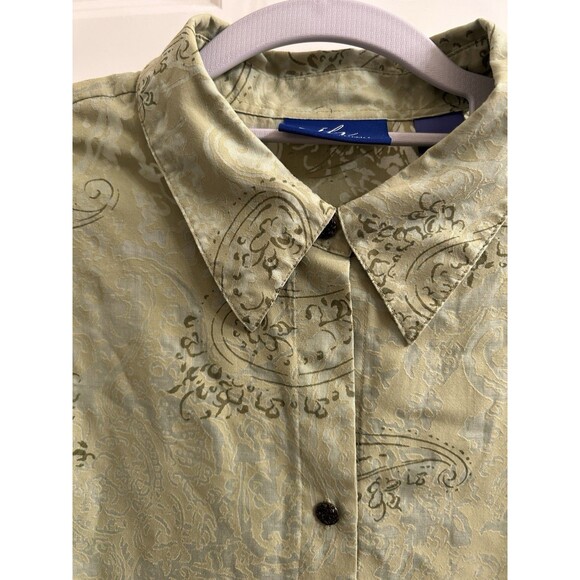 JH Collectibles Women’s Green Paisley Burnout Tunic Sz 2 Casual Office - Picture 3 of 6